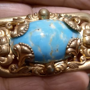 Stunning Peking glass antique Czech brooch.