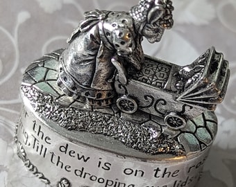 1 Silver Scenes poetry inscribed box. Beatrix Potter Bunnies.