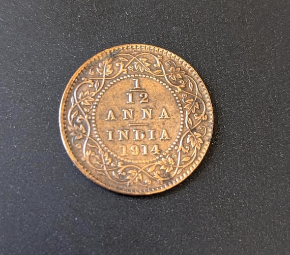 インドのハーフ アンナ コイン、1914 年頃。 - Etsy 日本