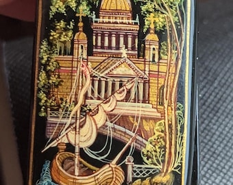 Vintage Russian Lacquer 'palekh' Troika Box by Fedoskino, Stunning