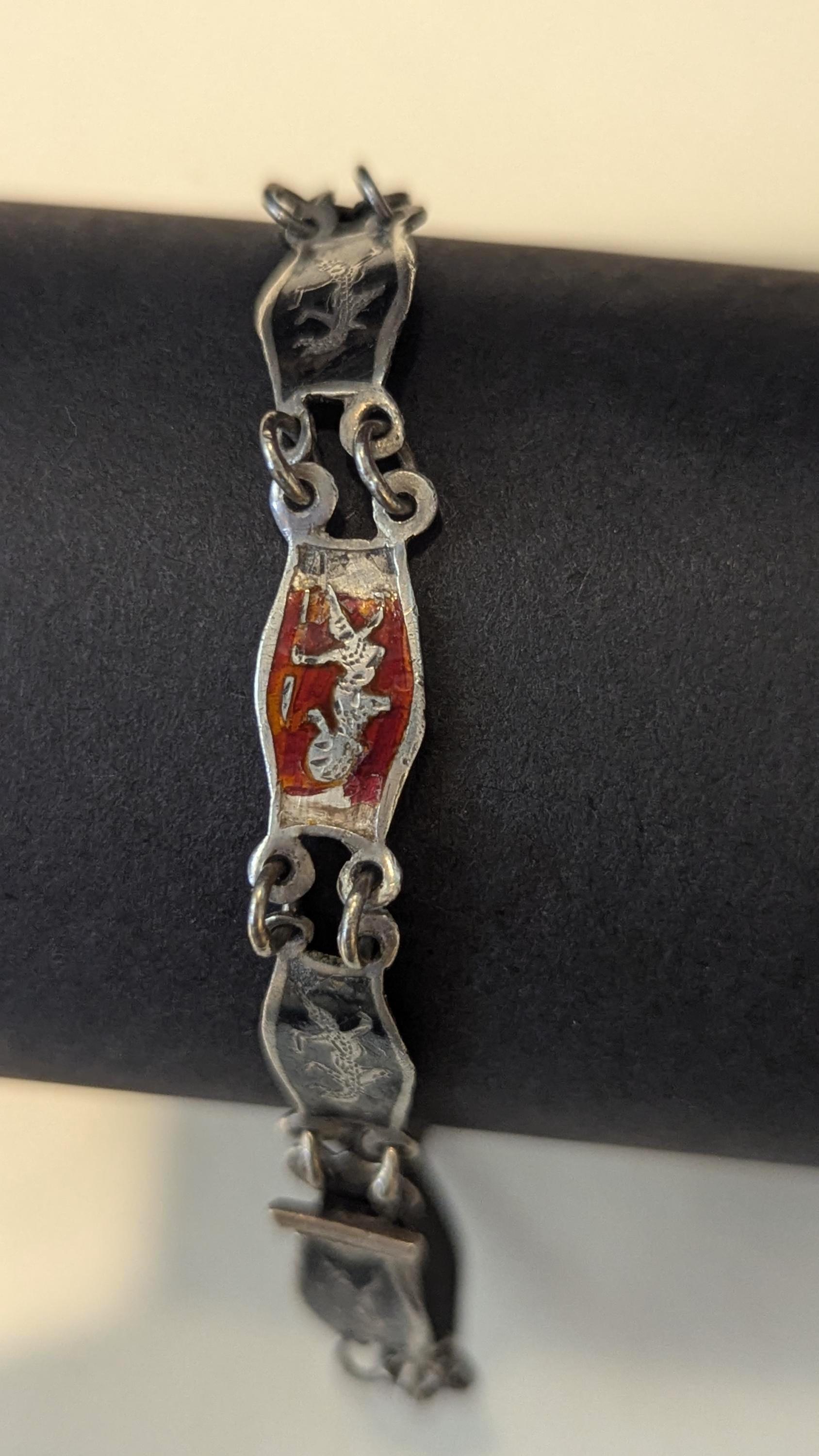 Vintage 1950s Siam Silver Bracelet-mekkala & Ramasoon-mini 8 Panel