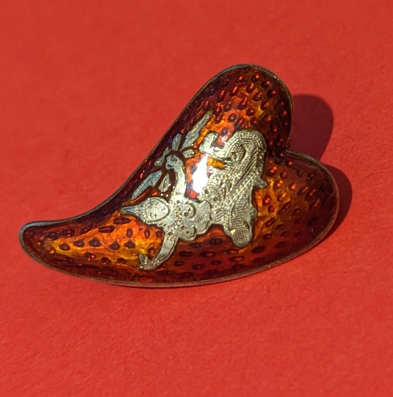 1 Button of dancer Mekkalah in red Strawberry enamel. 1 inch long. image 6