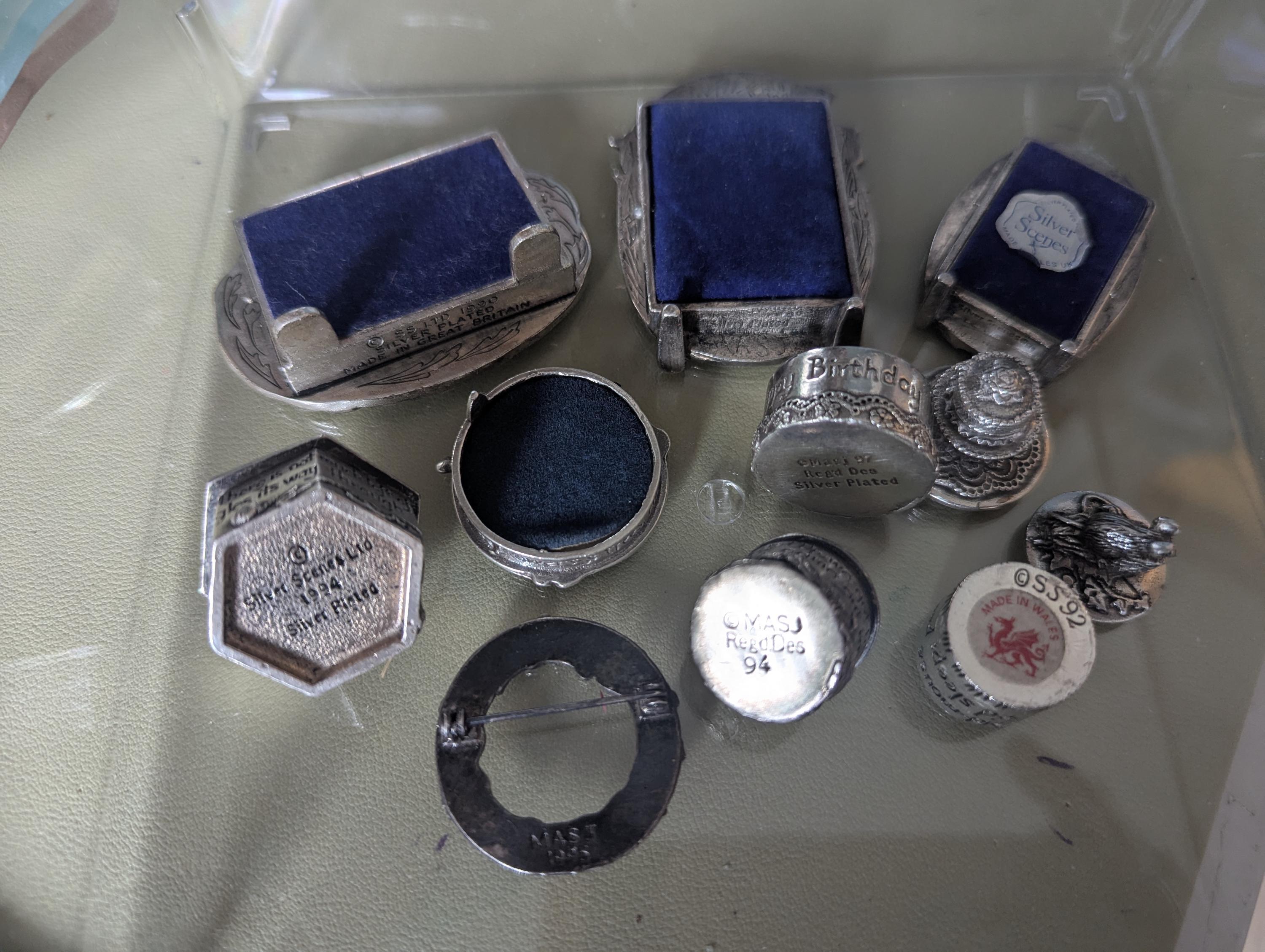 Silver Scenes Miniature Frame or Box: Poppies, Tulips, Cat, Mole