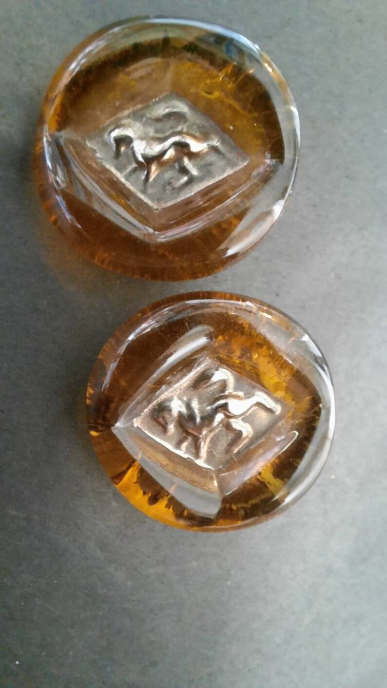1 set of bimini style 1940s amber art glass earings 22mm diameter each earrings