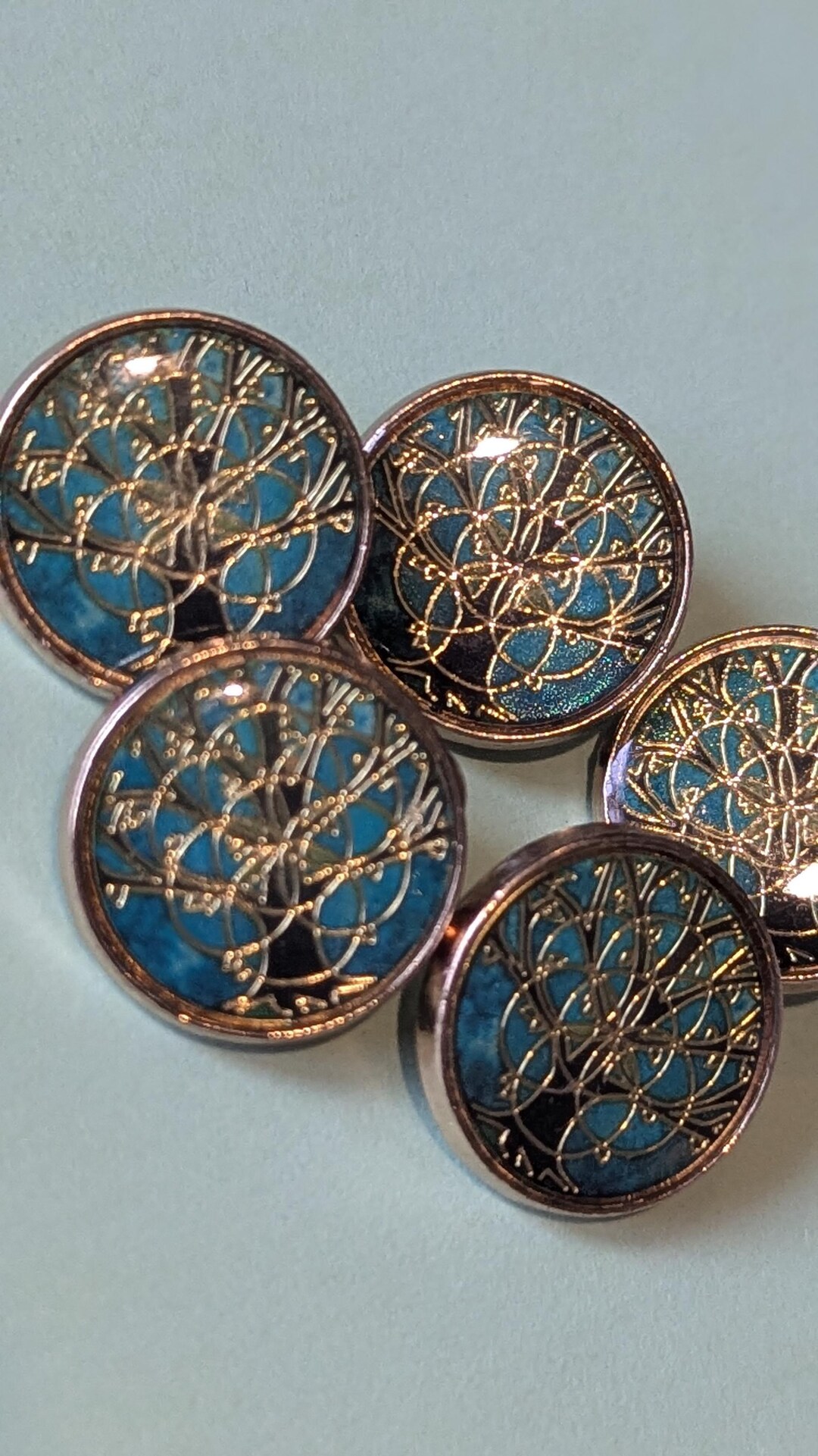 5 Buttons Tree of Life in Green and Gold Detail. 1.8cm Diameter. - Etsy