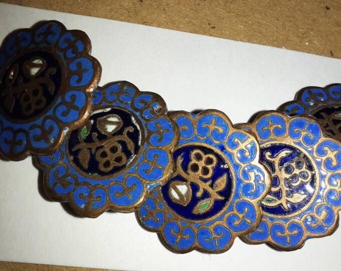 5 Blue Enamel Champleve Buttons. 15mm Diameter. - Etsy UK