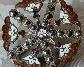 Antique enamel button without Steel Star. 1 2 inch diameter or 2.8 cm diameter.