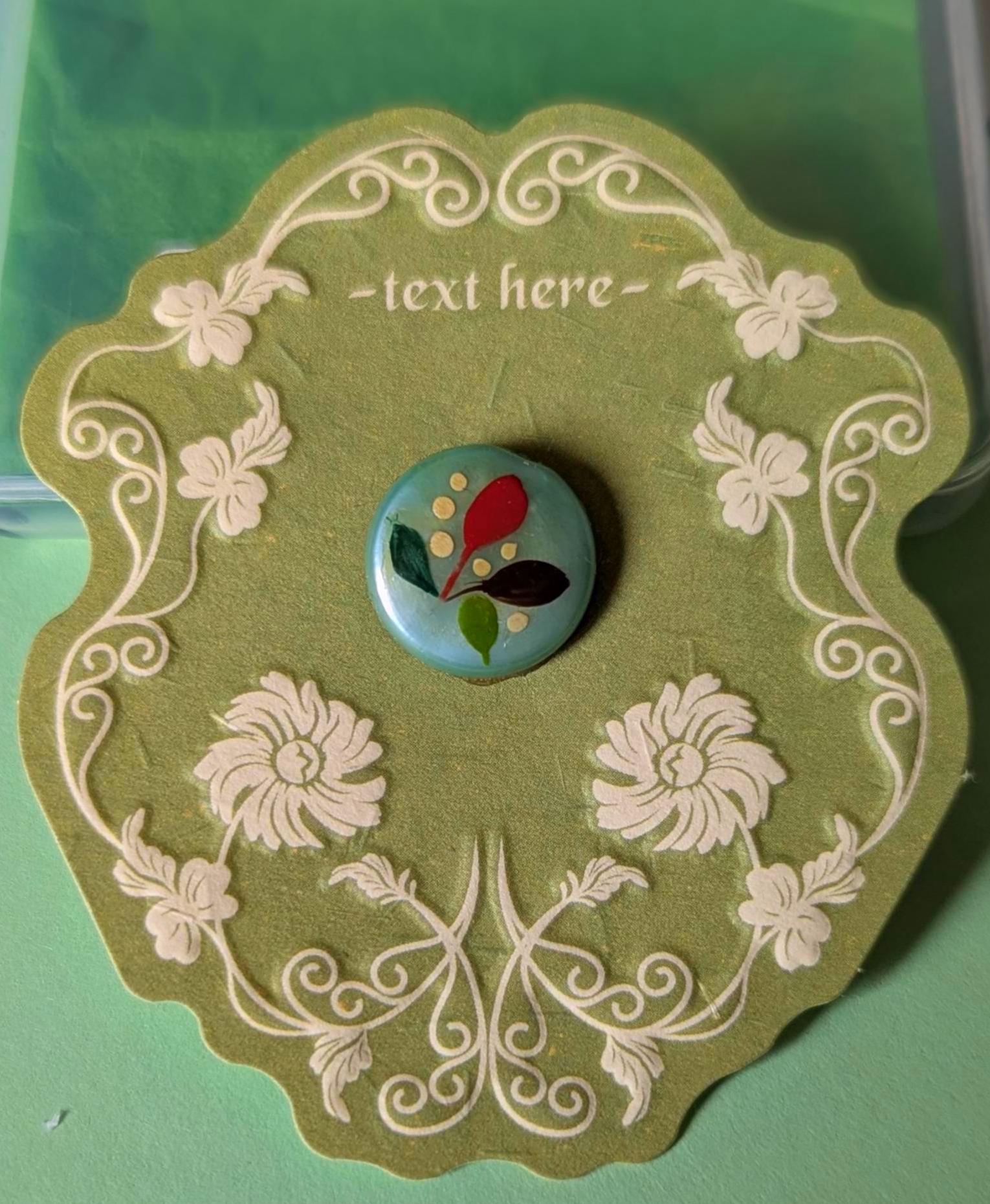 1 Edith&alan Brookes Button a Hand-painted Floral Sprig. 1.4cm 