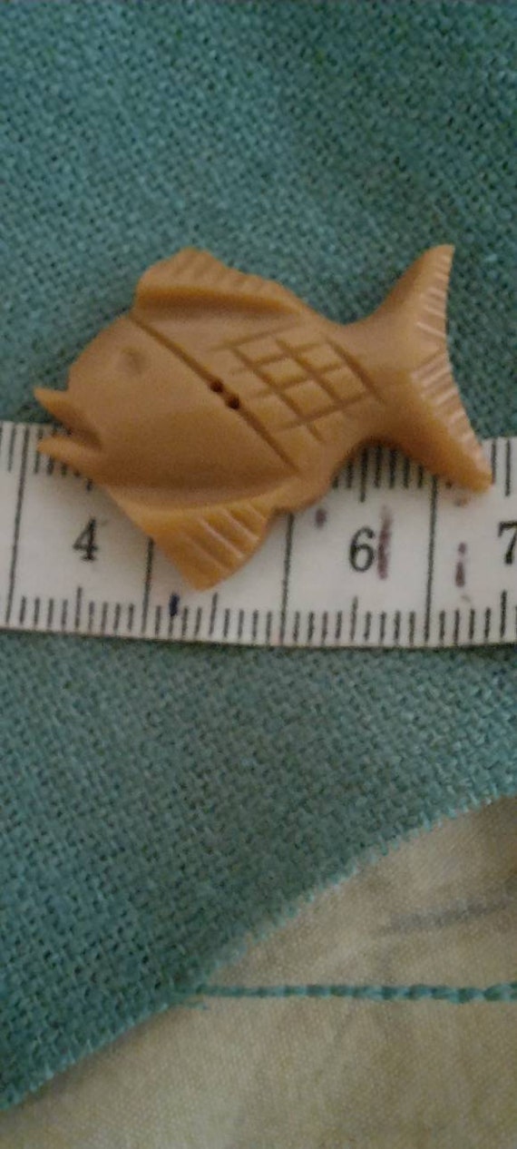 Bouton Ancien Mercerie Motif Poissons Rouge - Pièce Vintage (lot De 1 à 10 Pièces)