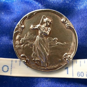 Button C1900 Edwardiaanse golfster in sterlingzilver. 1 inch diameter of 2,5 cm.