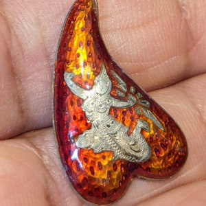 1 Button of dancer Mekkalah in red Strawberry enamel. 1 inch long. image 10