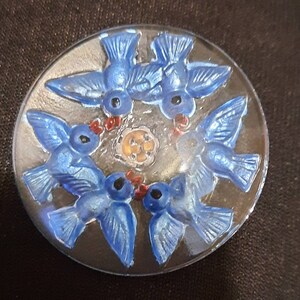 REVERSE INTAGLIO RELIEF 37 mm 3 Crystal Glass Buttons #B578 1-3/8" 