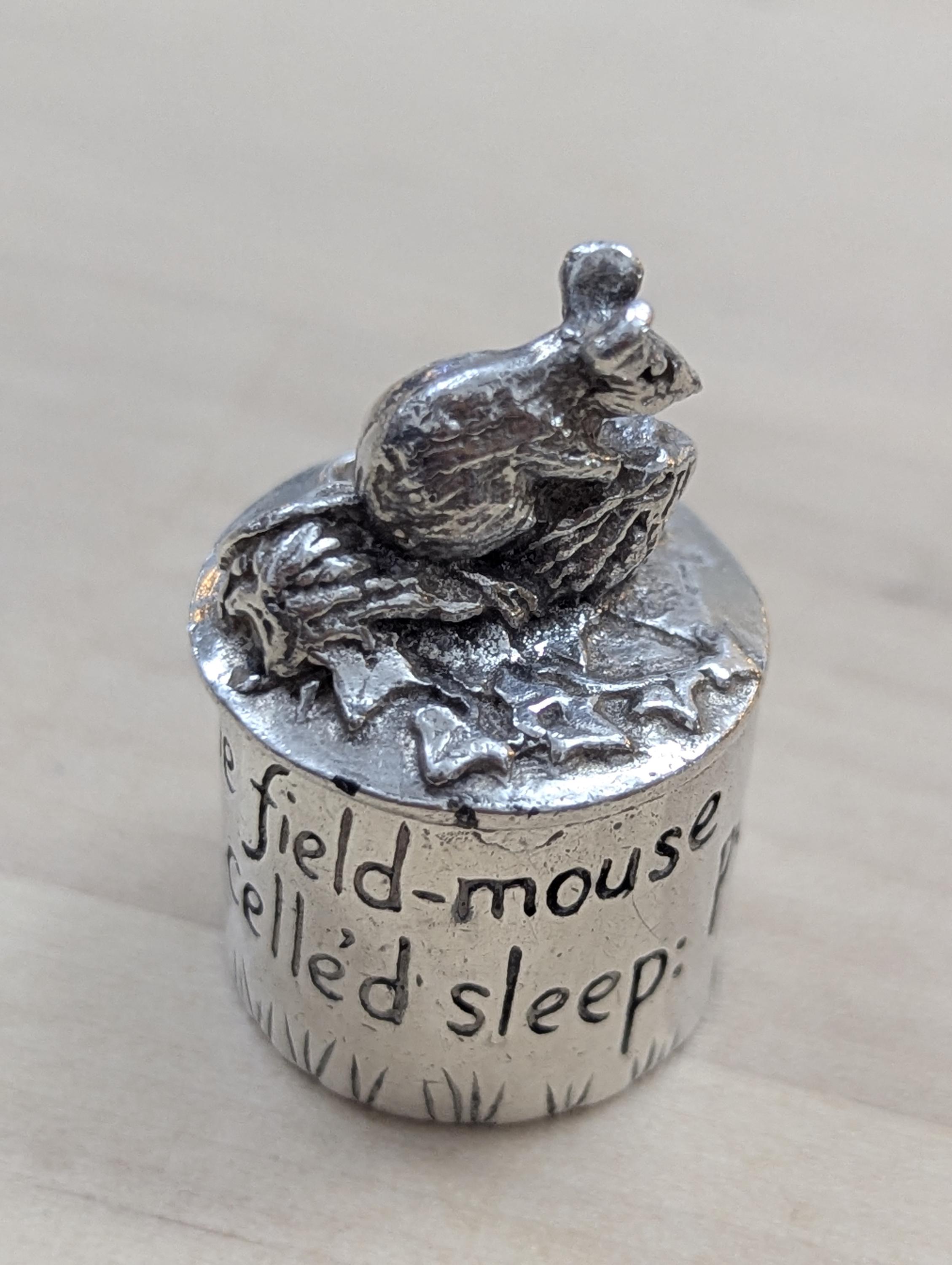 Silver Scenes Mouse Trinket - Inscribed Silver Plated Lidded Box