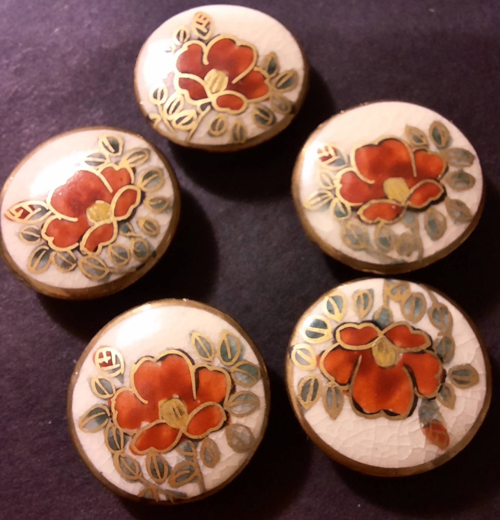 1 brilliant color satsuma button wih gold detail. 2 cm Etsy