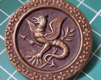 Antique victorian Griffon Gryphon dragon button. 35mm or 3.5cm diameter.