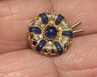 Antique Amethyst stone gilt button. Small 1.2cm diameter.