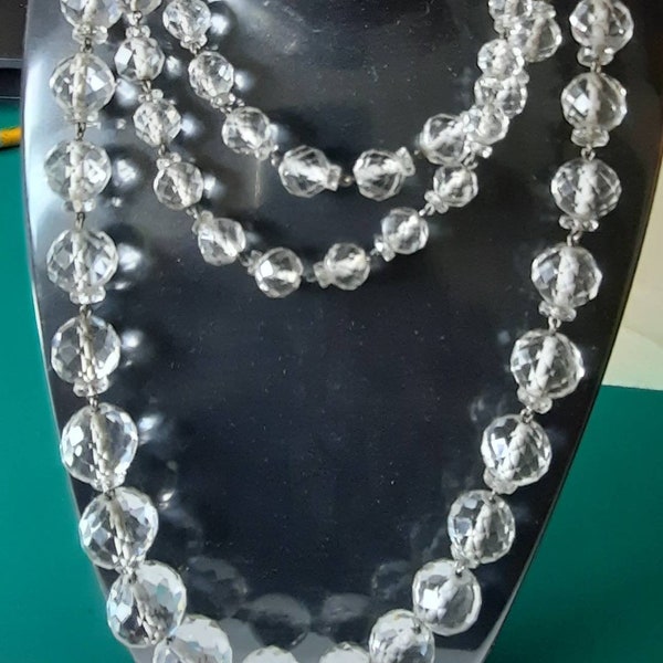 Luxe Faceted Czech Glass Crystal Beaded Ultra Long Flapper Necklace