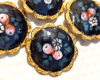 1900 年代初頭のヴィンテージ パリの手描きエナメルボタン。 - Etsy 日本