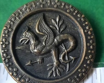 Antique victorian Griffon Gryphon dragon button. 35mm or 3.5cm diameter.