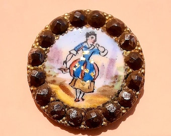 1900 年代初頭のヴィンテージ パリの手描きエナメルボタン。 - Etsy 日本