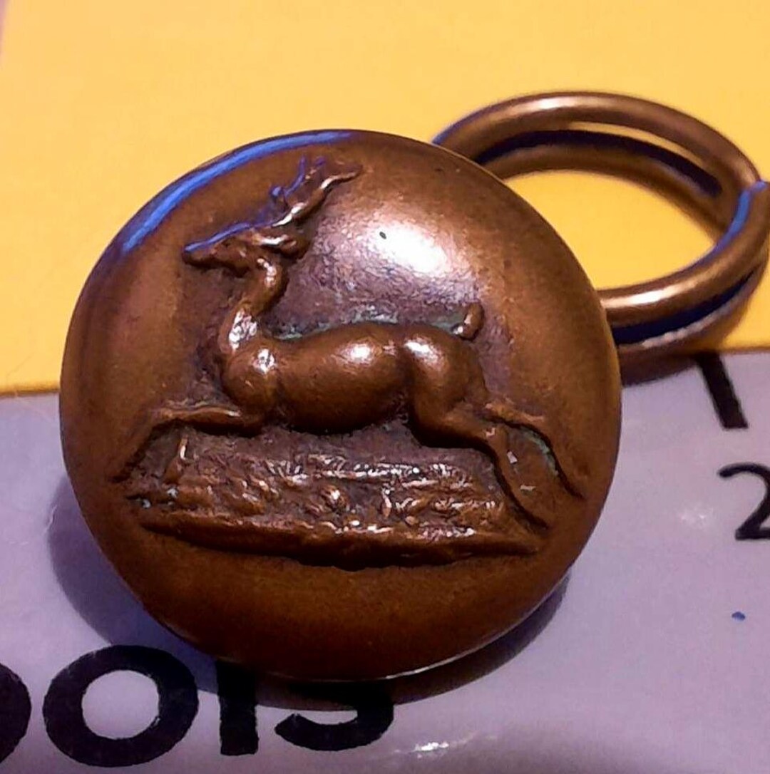 Deer Button Paris/french Marked Antique Brass. 1.5cm Diameter. - Etsy