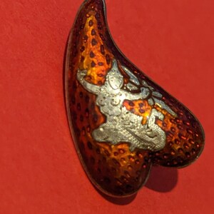 1 Button of dancer Mekkalah in red Strawberry enamel. 1 inch long. image 8