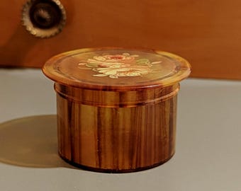 Vintage Hand-Painted Bakelite Ring Box: Art Deco Rose Design