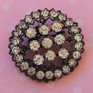 Antique Victorian Paste Button: Frilled Edge, Lattice Work (1 inch)
