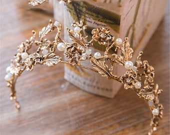 Golden Leaf Crown Etsy