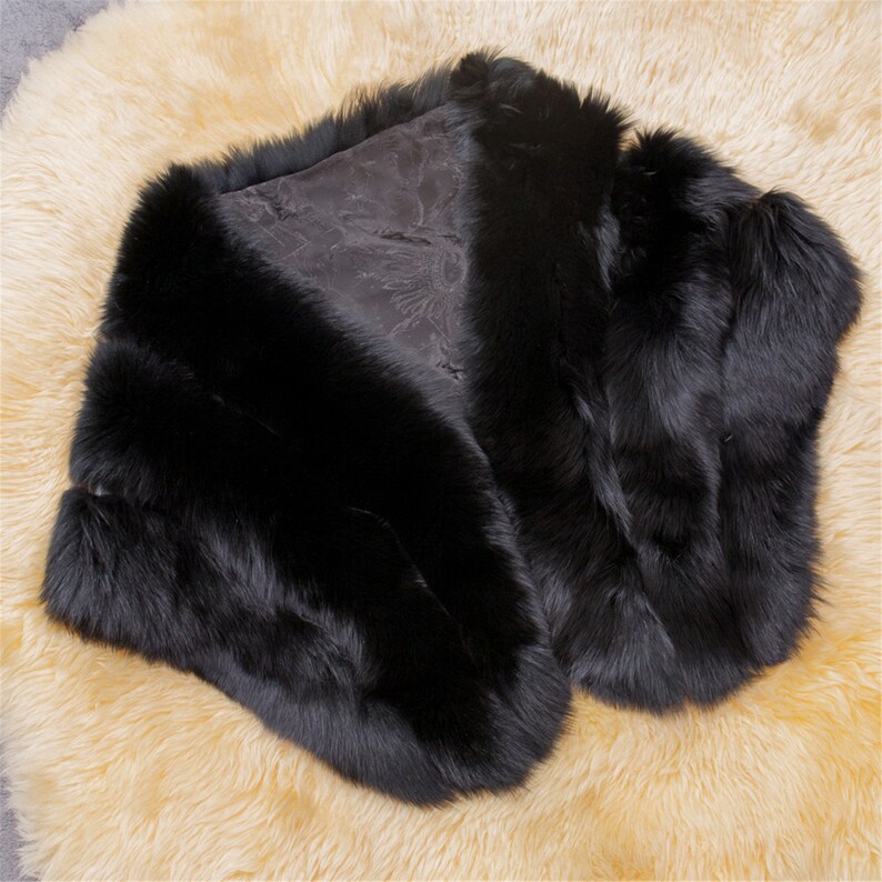 fur wrap shawl black