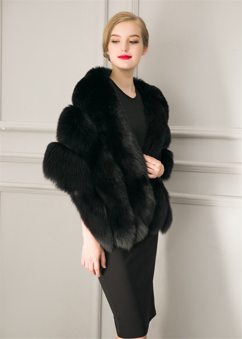 fur wrap shawl black