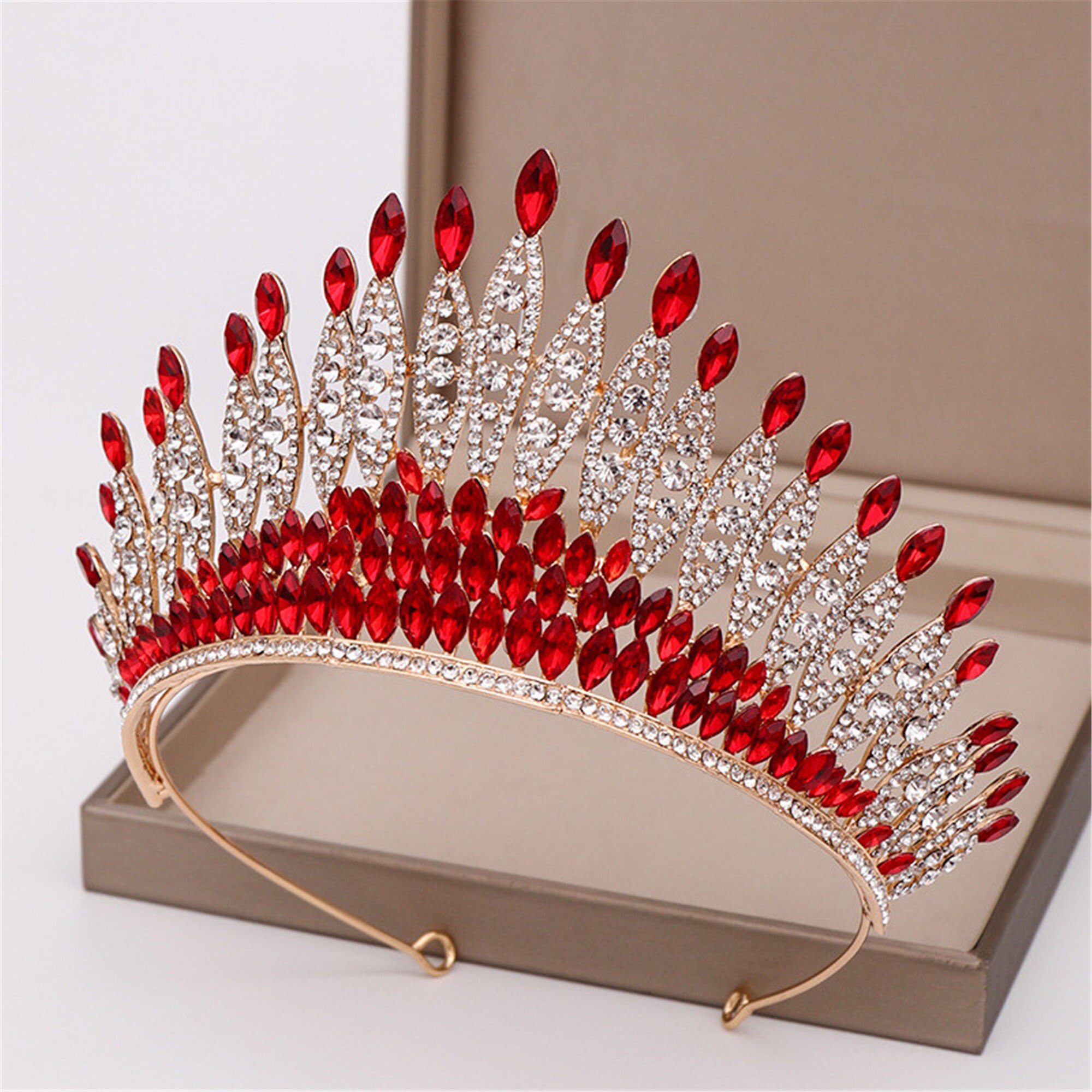 Vintage Ruby Crystal Wedding Tiara Gold Bridal Tiara Ruby Etsy