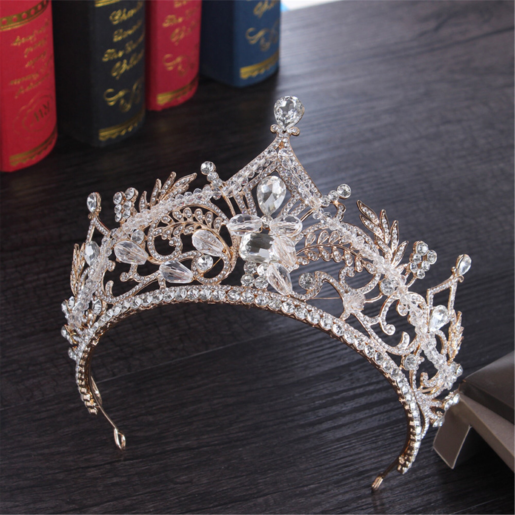 Corona Reina Tiara De Princesa Dorada Con Strass Para Bodas