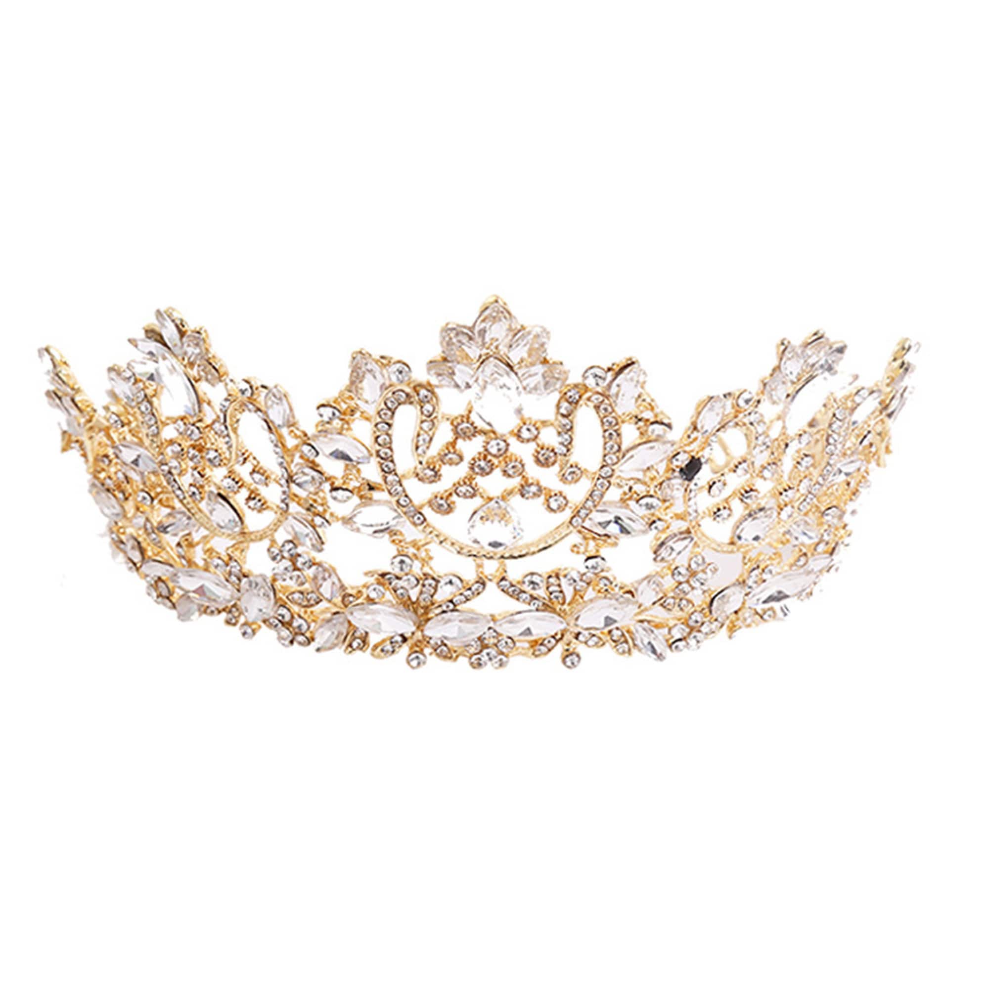 Vintage Rhinestone Wedding Crown Golden Crystal Bridal Crown | Etsy