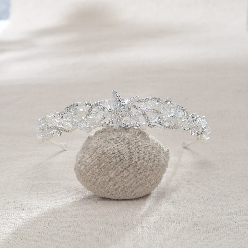 Full Diamond Starfish CrownHair BandStunning Silver Bridal CrowClassic StyleWedding Crystal Hair AccessoryWedding Gift