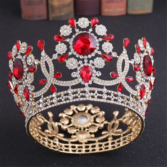 Vintage Ruby Crystal Crown//gold Weeding Crown//red Crystal | Etsy