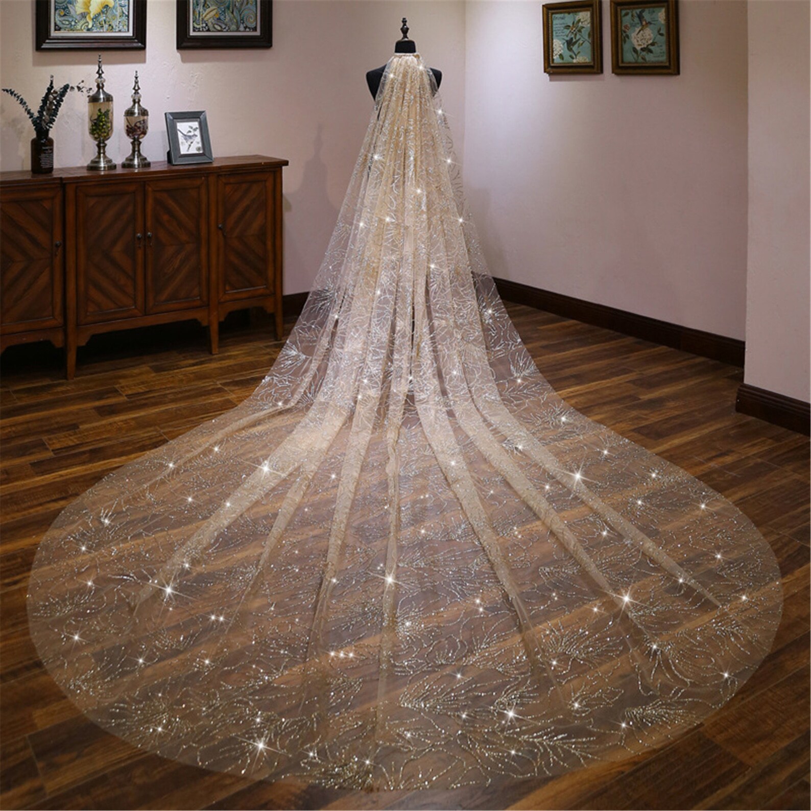 High Quality Wedding Veil Luxury Golden Veil Sparkling Long Etsy UK