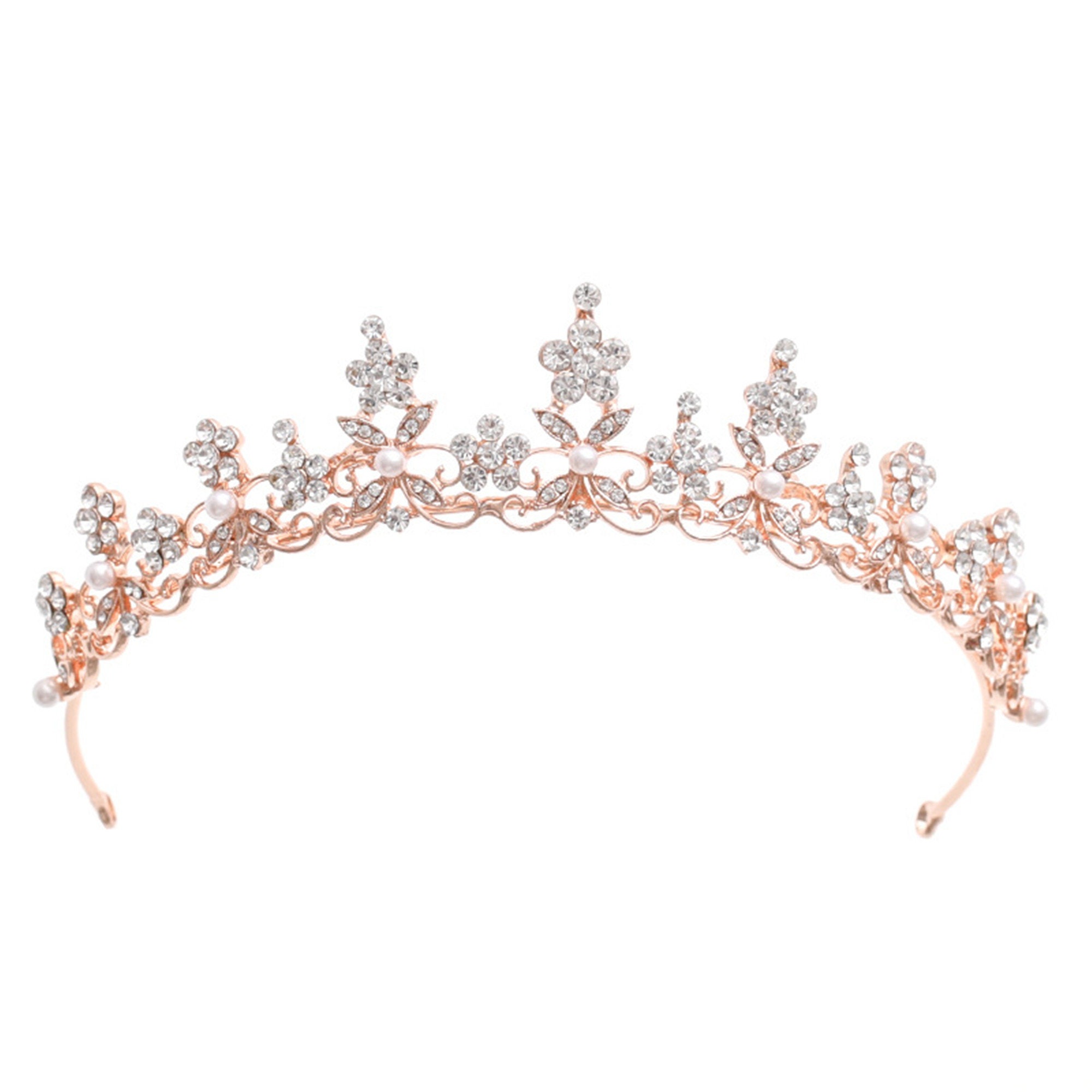 Rose Gold Flower Wedding Crown Floral Bridal Crown Rose Gold - Etsy