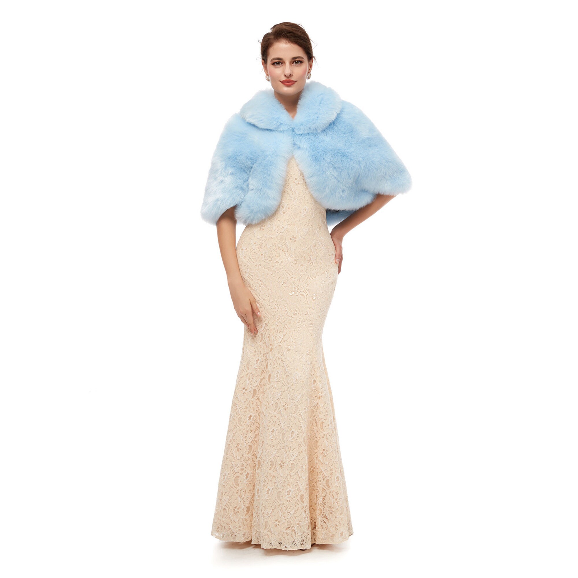 light blue fur shawl