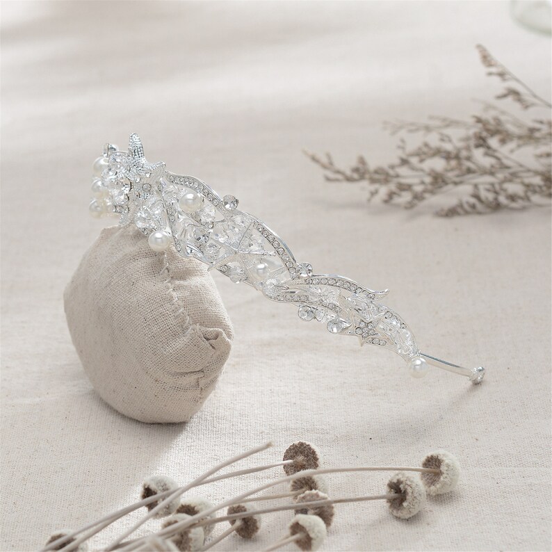 Full Diamond Starfish CrownHair BandStunning Silver Bridal CrowClassic StyleWedding Crystal Hair AccessoryWedding Gift