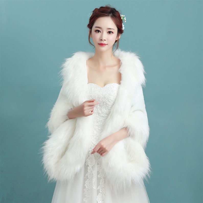 Ivory Faux Fur Wrap Faux Fur Shrug Wedding Dress Wrap - Etsy