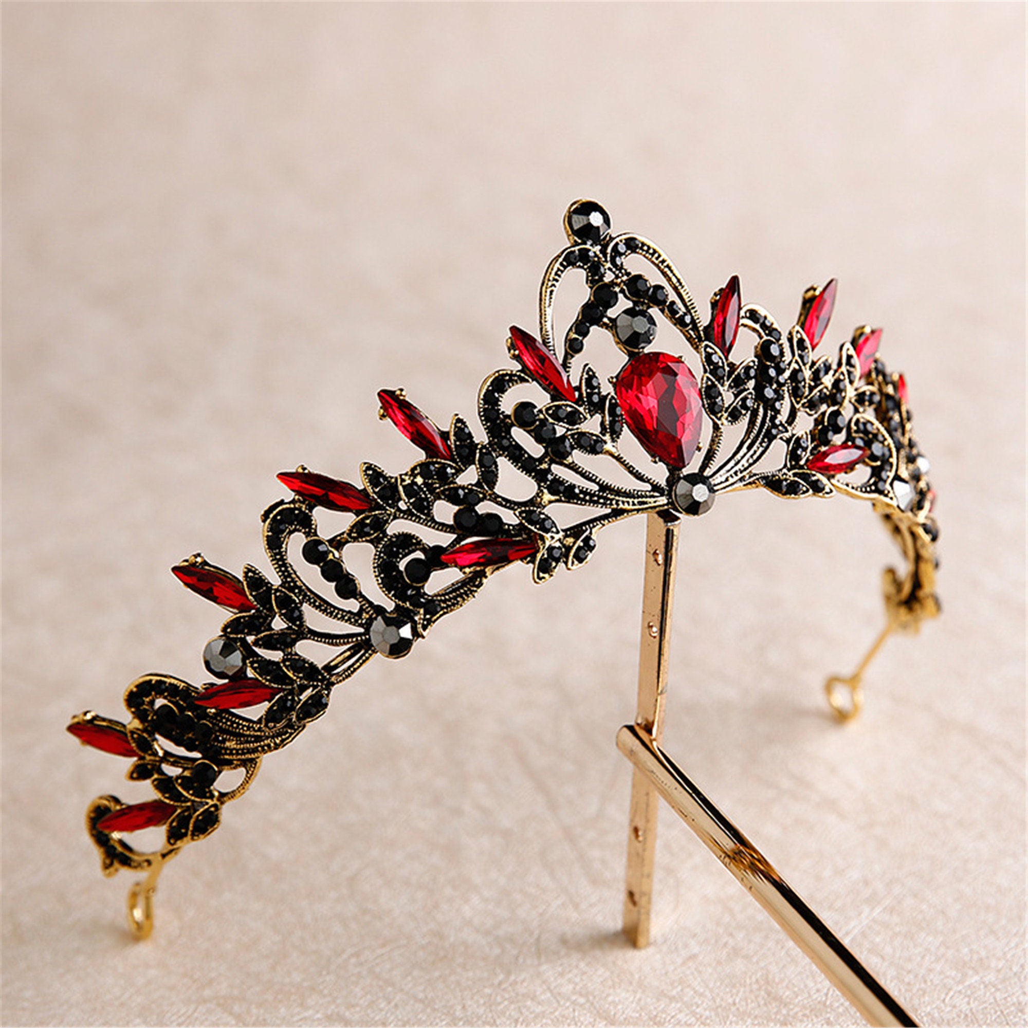 Vintage Black Crown//black Crystal Wedding Crown//black Bridal Etsy