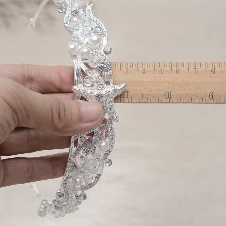 Full Diamond Starfish CrownHair BandStunning Silver Bridal CrowClassic StyleWedding Crystal Hair AccessoryWedding Gift