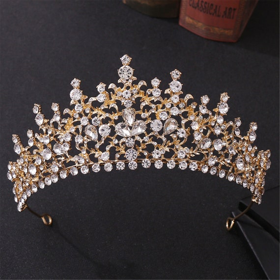 Elegant Gold Wedding Crown Vintage Gem Bridal Crown White | Etsy