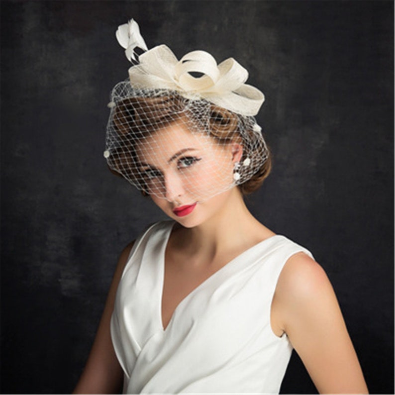 Ivory Fascinator Top Hat for Women Feather Bride Handmade Etsy