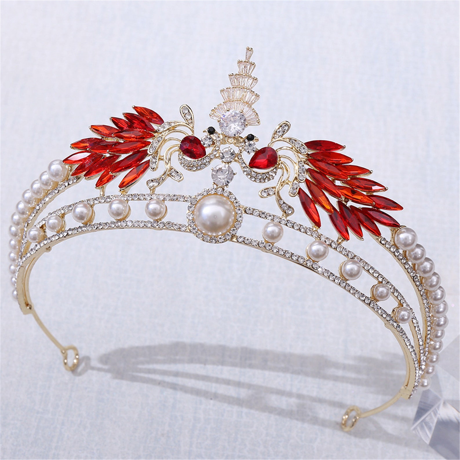 Fashion Ruby Wedding Tiara//red Crystal Bridal Crown//special Etsy