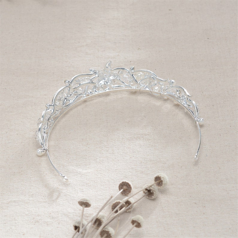 Full Diamond Starfish CrownHair BandStunning Silver Bridal CrowClassic StyleWedding Crystal Hair AccessoryWedding Gift
