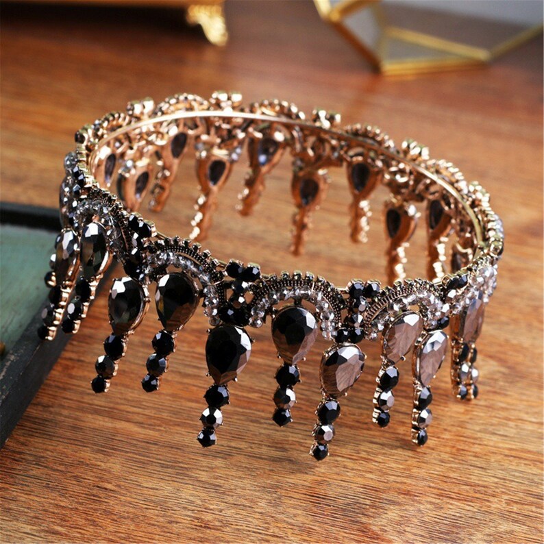 Couronne noire//Couronne de mariage en cristal noir//Couronne Etsy