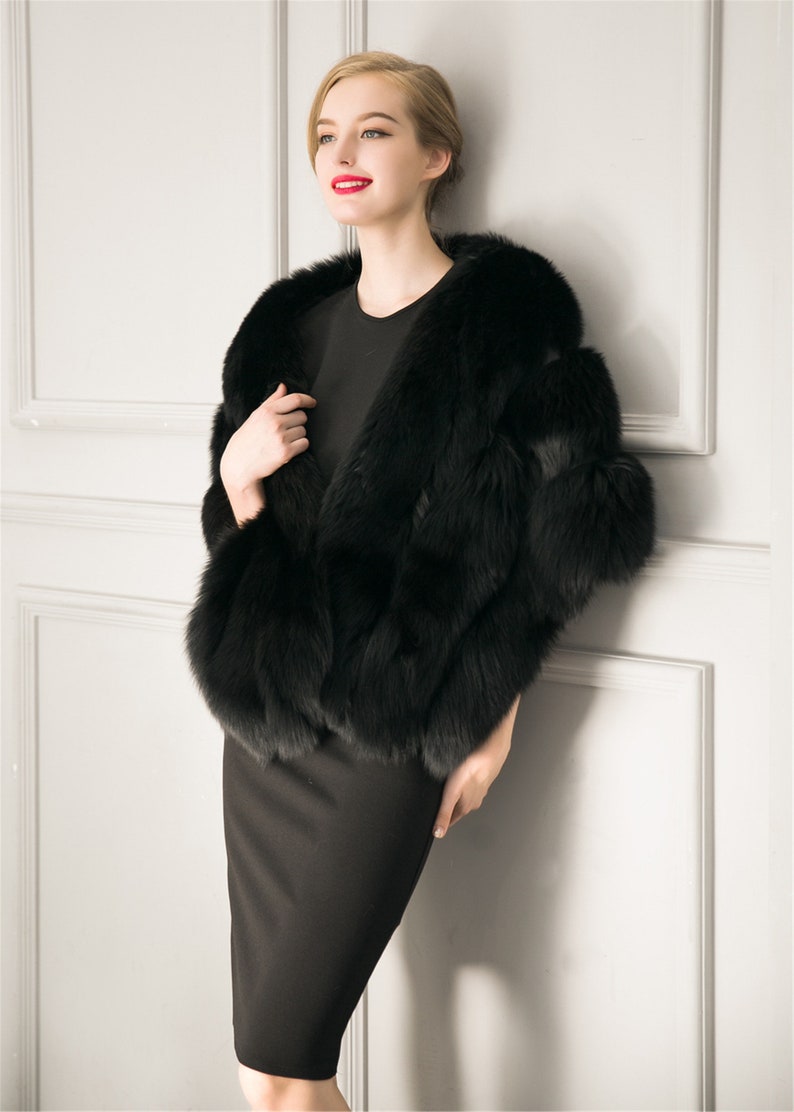 Black Faux Fur Shawl Faux Fur Wrap Faux Fur Shrug Wedding Etsy