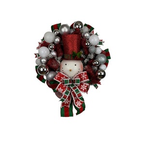 Snowman wreath with ornaments for front door, Winter Snowman wrath , Christmas snowman decor, Snowman Porch decor, Christmas ball wreath